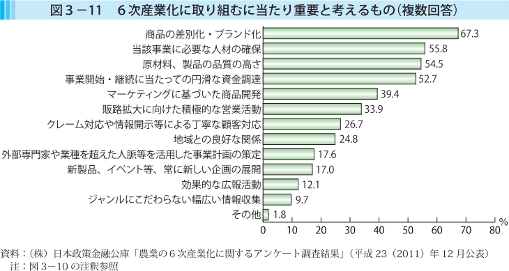 図3-11 6次産業化に取り組むに当たり重要と考えるもの（複数回答）