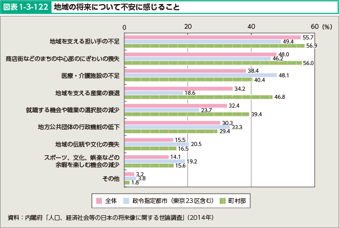 図表1-3-122 地域の将来について不安に感じること