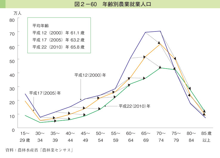 図2-60 年齢別農業就業人口