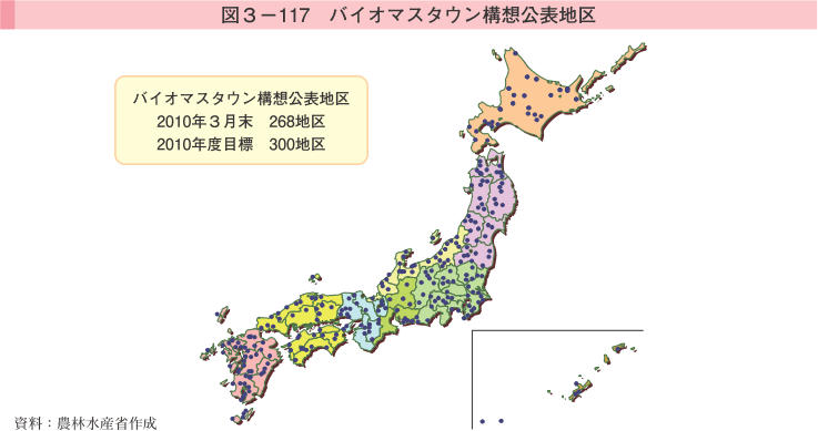 図3-117 バイオマスタウン構想公表地区