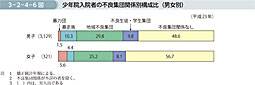 3-2-4-6図　少年院入院者の不良集団関係別構成比（男女別）