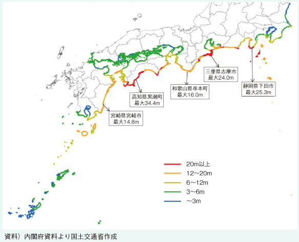 予想最大津波高（市町村別）