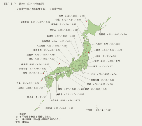 図2-1-2 降水中のpH分布図