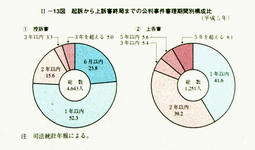 II-13図　起訴から上訴審終局までの公判事件審理期間別構成比(平成5年)