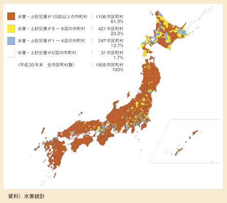 図表II-6-2-1　平成11年～20年　水害・土砂災害の発生件数