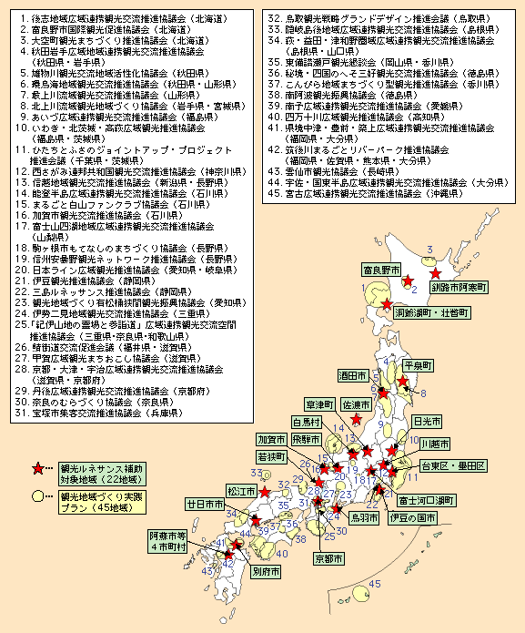 図表II-2-2-1　観光ルネサンス補助制度・観光地域づくり実践プラン選定地域