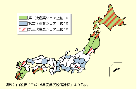 図表I-1-2-17　都道府県別の産業別県内総生産構成比