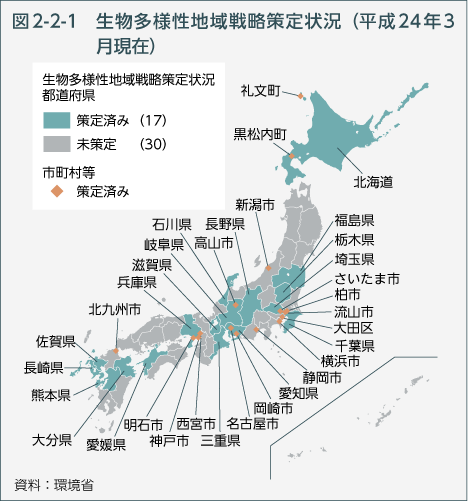 図2-2-1 生物多様性地域戦略策定状況（平成24年3月現在）