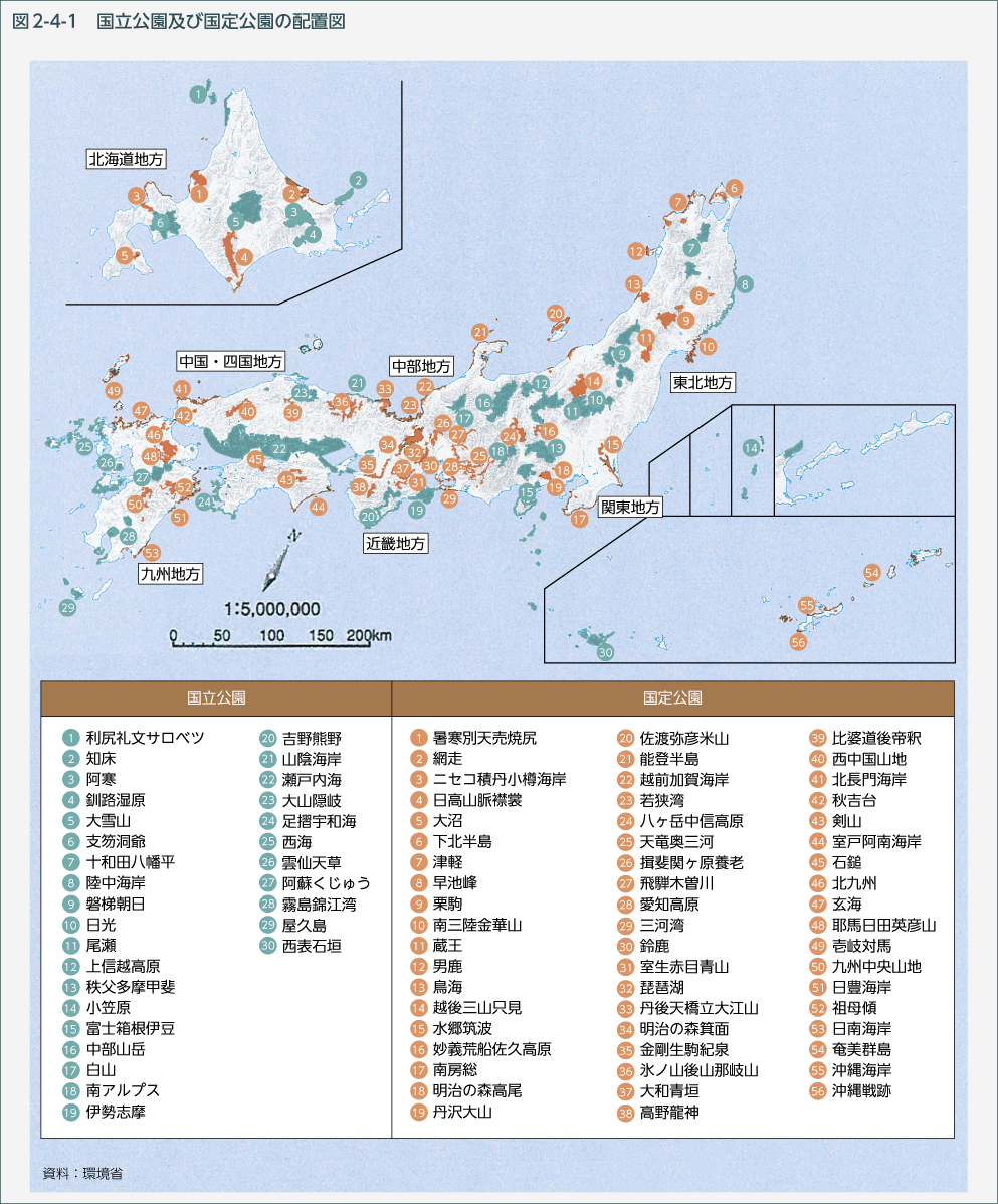 図2-4-1 国立公園及び国定公園の配置図