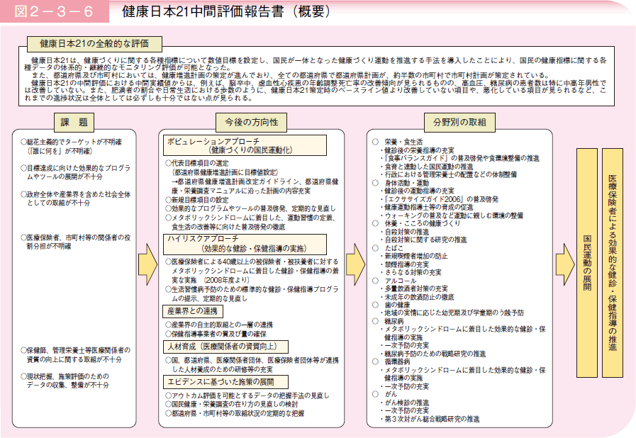 図２－３－６健康日本２１中間評価報告書（概要）