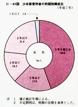 II-41図　少年新受刑者の刑期別構成比(平成7年)