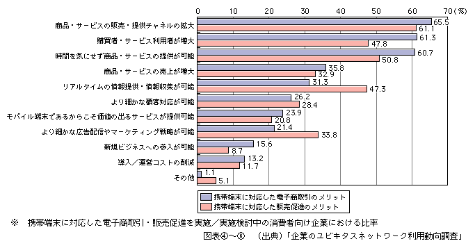 図表[6]　携帯端末に対応した電子商取引、販売促進によるメリット（複数回答）※