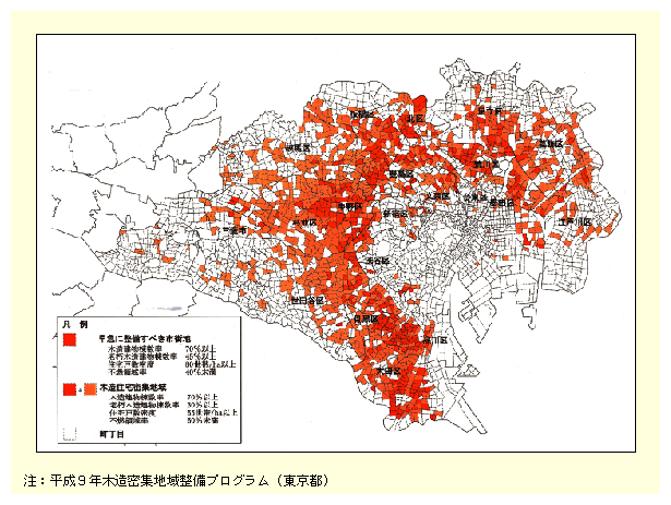 図表II-1-17　木造密集市街地の分布(東京)