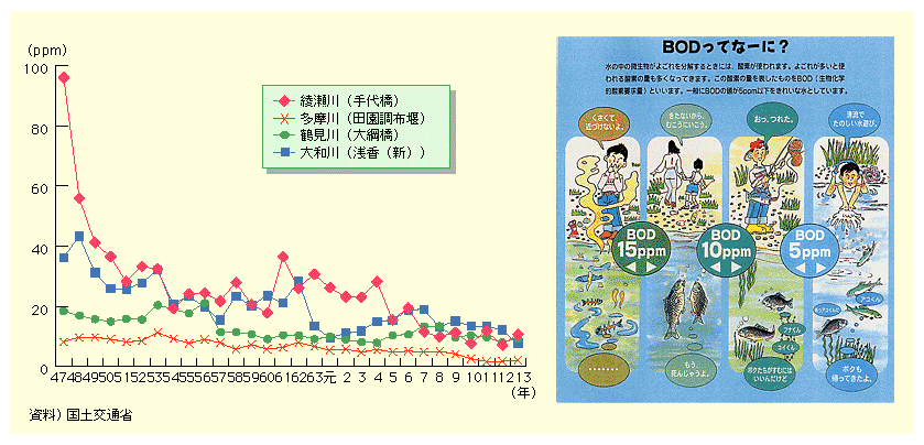 図表II-7-5-3　主要都市河川代表地点におけるBOD75％値(注)の経年変化