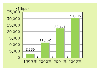 図表1)　我が国の国際インターネット回線容量の推移
