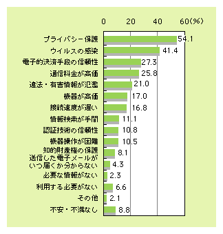 図表1)　個人のインターネット利用における不安・不満（複数回答）