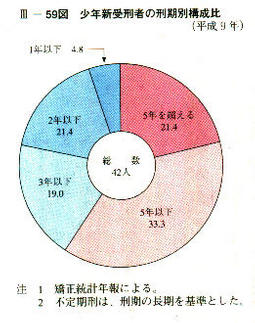 III-59図　少年新受刑者の刑期別構成比(平成9年)