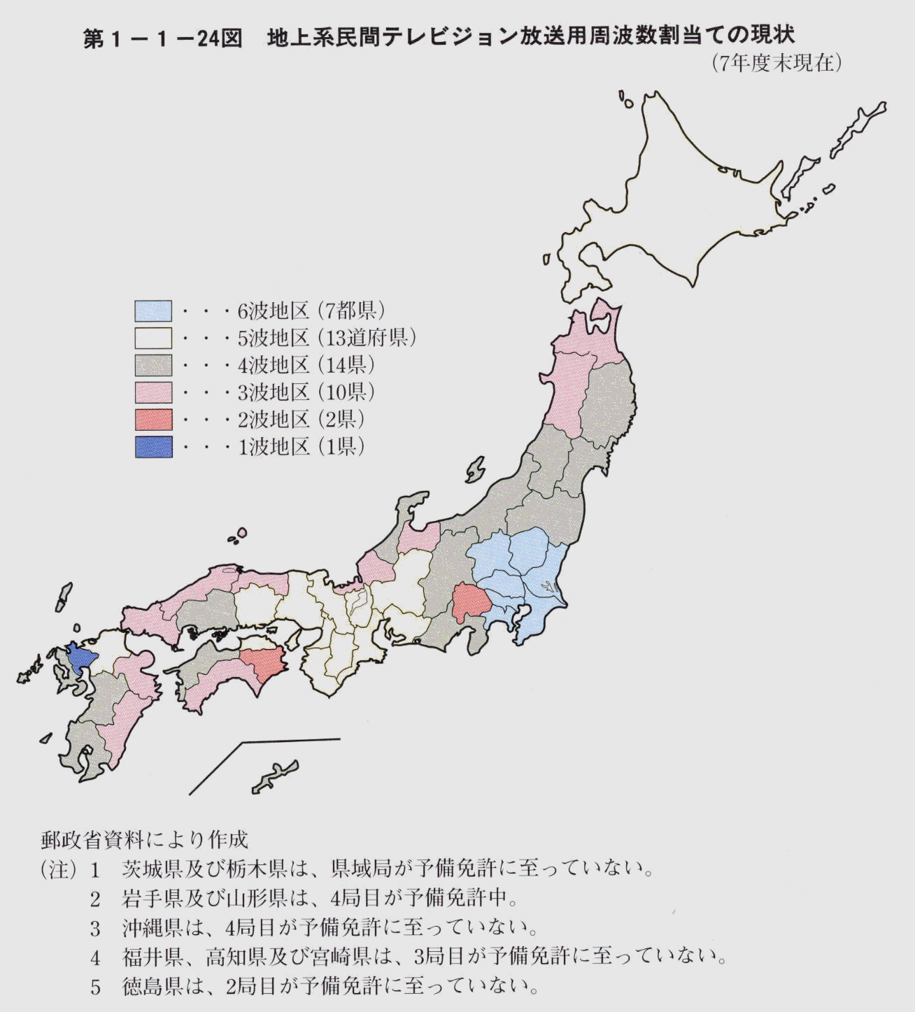 第1-1-24図 地上系テレビジョン放送用周波数割当ての現状