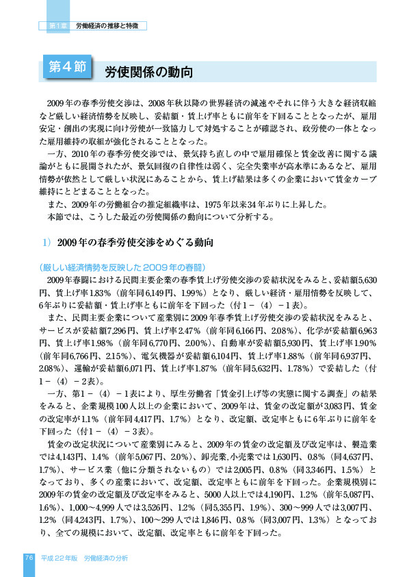 第 1 -(4)- 2 表 賃金の改定の実施状況別企業割合の推移