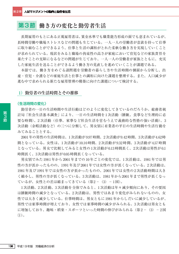 第 2 -(3)- 3 表 家事、介護・看護、育児の行動者割合の推移-平日