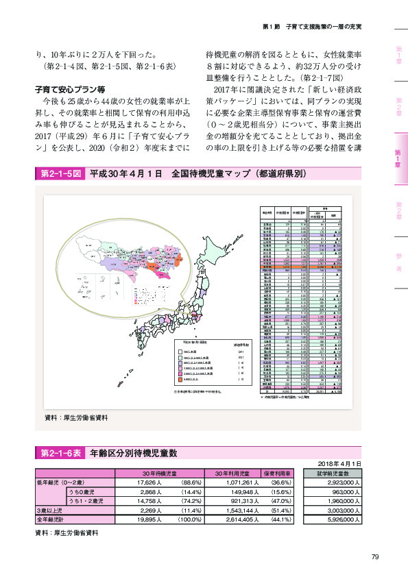 第2-1-5図 平成 30 年4月1日 全国待機児童マップ(都道府県別)