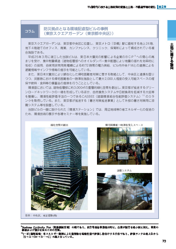 コラム 防災拠点となる環境配慮型ビルの事例 （東京スクエアガーデン（東京都中央区））