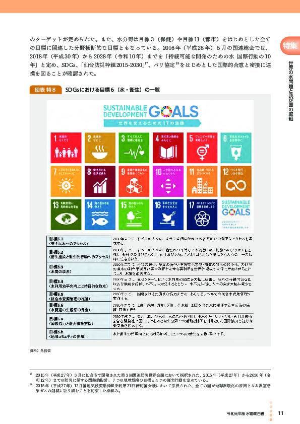 図表 特８	 SDGsにおける目標６（水・衛生）の一覧