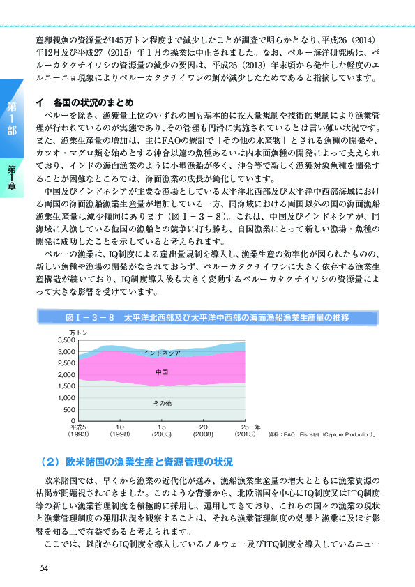 図I-3-8 太平洋北西部及び太平洋中西部の海面漁船漁業生産量の推移