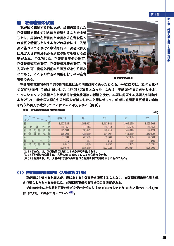 表９　在留審査業務許可件数の推移