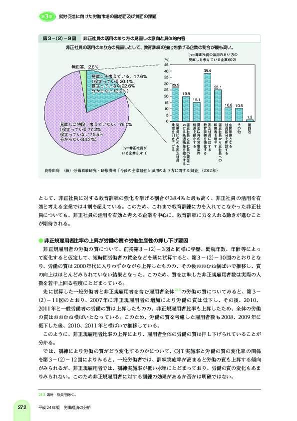 第 3 -(2)- 9 図 非正社員の活用のあり方の見直しの意向と具体的内容