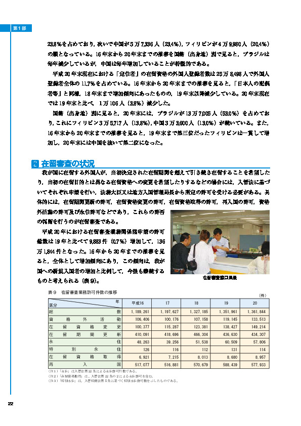 表９　在留審査業務許可件数の推移