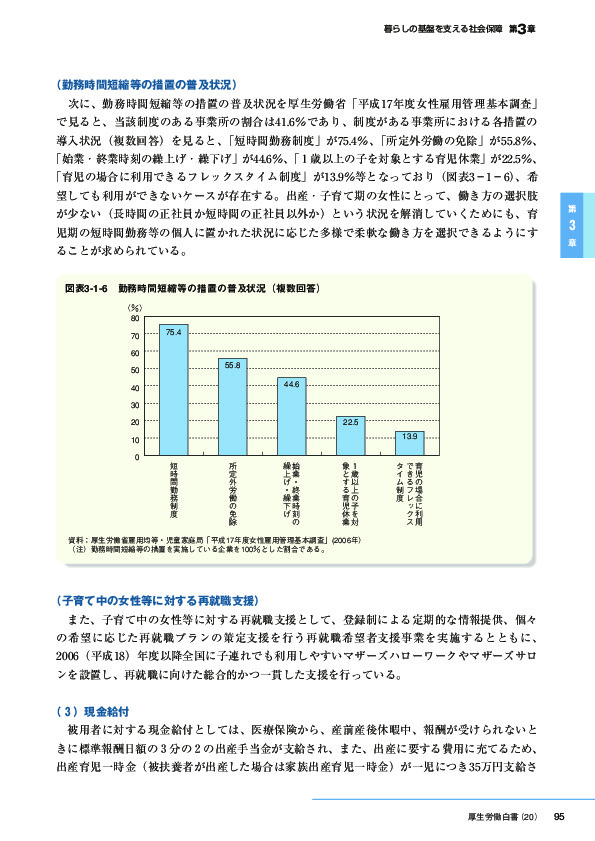 図表3-1-6　勤務時間短縮等の措置の普及状況(複数回答)