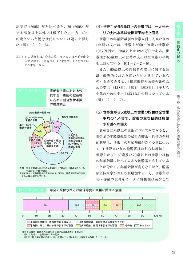 図1－2－2－3 高齢者世帯における公的年金・恩給の総所得に占める割合別世帯数の構成割合