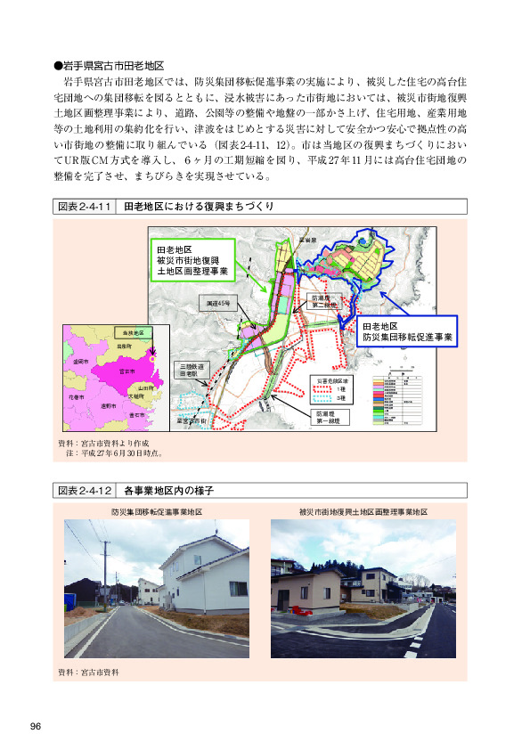 図表2-4-11 田老地区における復興まちづくり