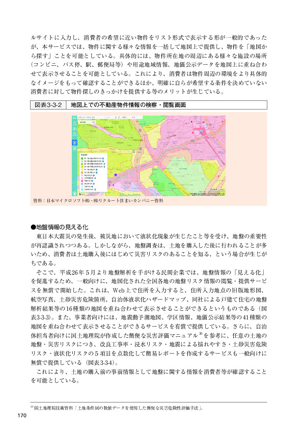 図表3-3-2 地図上での不動産物件情報の検察・閲覧画面